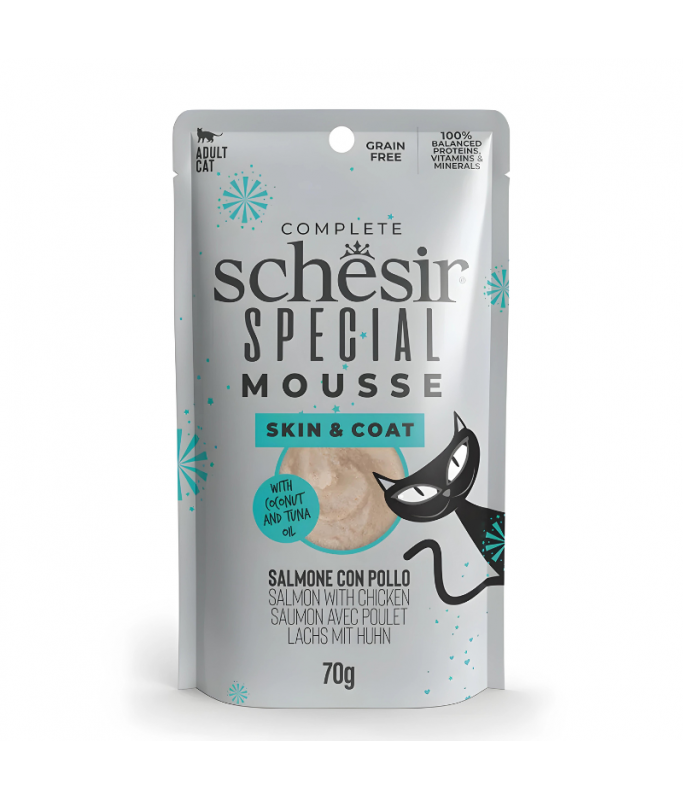 Schesir Special Mousse Skin & Coat for Cat Salmon With Chicken 70gm
