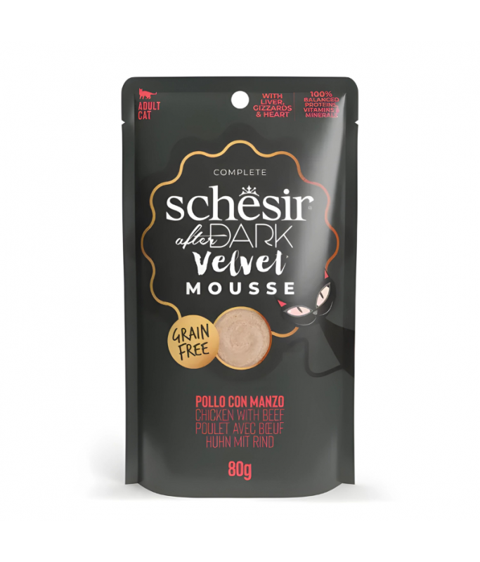 Schesir After Dark Velvet Mousse for Cat Chicken With Beef 80gm