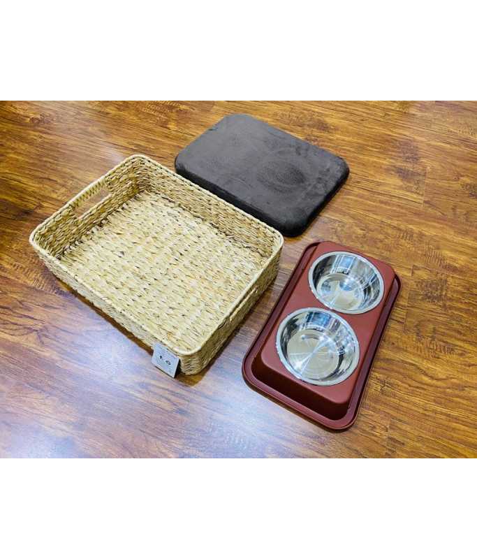 Catry Basket Cushion & Bowl Set LWH  40x30x10cm