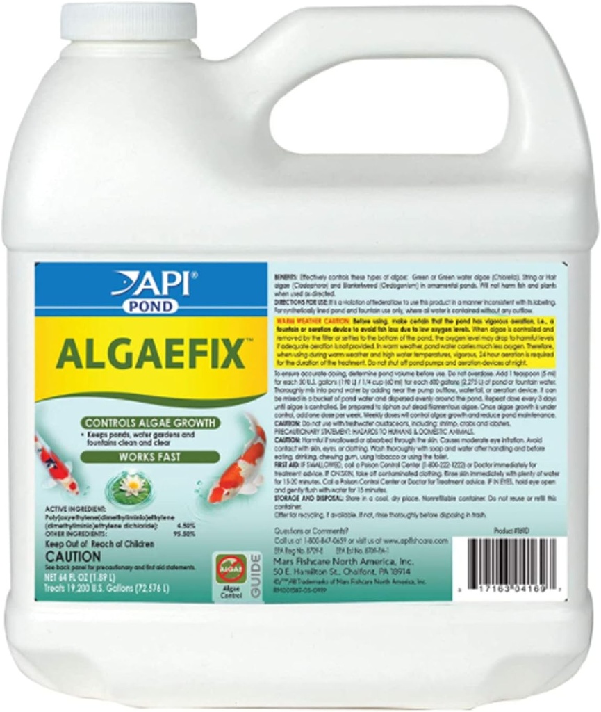 API Pond AlgaeFix 64oz / 1.89L Control Green Bloom & Hair Algae, Blanket Weed