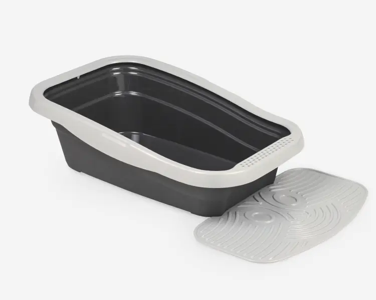 MPS2 Nella Kit Cat Litter Tray with Mat - 80 x 36.5 x 18 cm/Grey