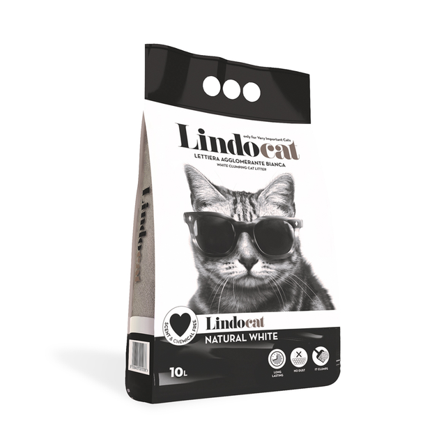LindoCat White Bentonite Natural White - 10 L (Fragrance-free)