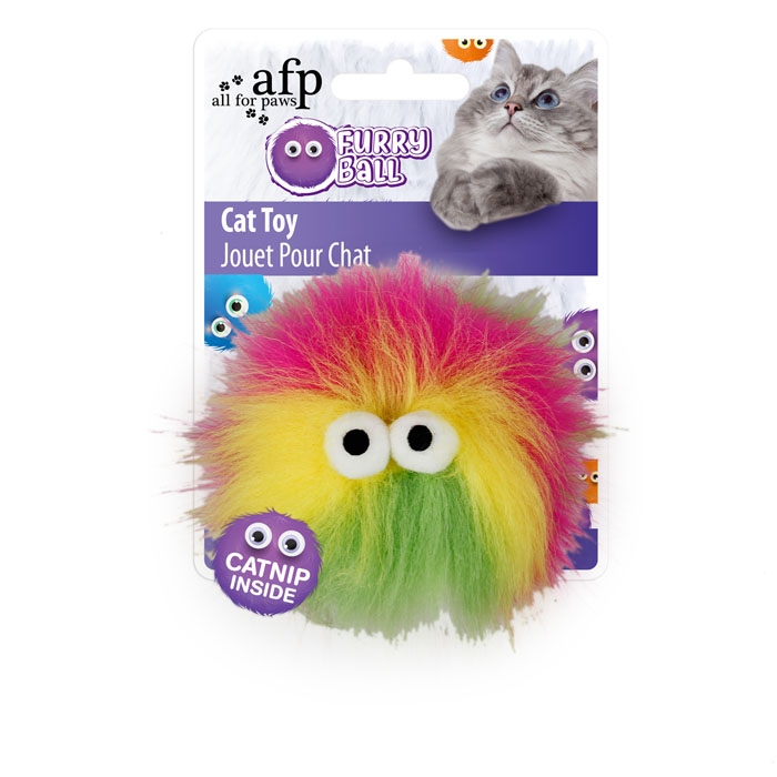 afp-All for Paws Fluffy Ball for Cats with Catnip Pink