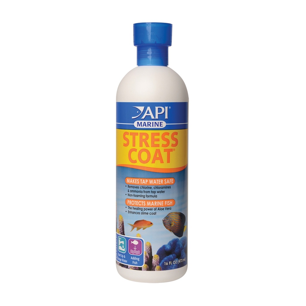 API Marine Stress Coat 16oz / 473ml Tap Water Detoxifier & Aquarium Fish Coat Protector