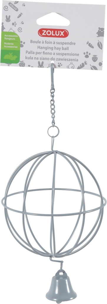 Zolux Metallic Hanging Hay Ball Grey 10cm Dia.