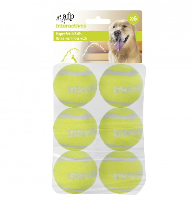 afp-All for Paws Interactive Hyper Fetch Tennis Balls 6pcs