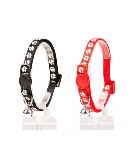 [LR11160] Duvo Cat Collar Paws Pattern Nylon Mixed Colors 20-30cm / 10mm