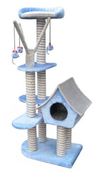 [FAFICP-097-0018] Fauna Blue SAGRADA Cat Scratching Pole Blue  LWH 54x36x128cm
