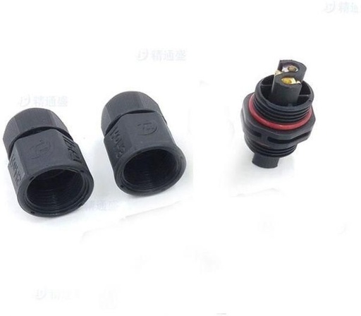 [OCC3P-BLK] Outdoor Waterproof Cable Connector 3 Pin 15A 300V IP67 Nylon 5.5cm Solder or Screw Joint Black