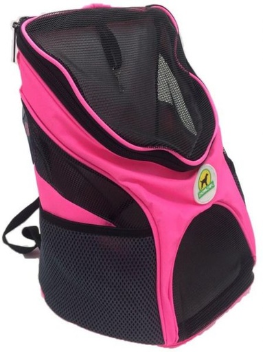 [TBMS-PNK] Pet Carrier Travel Bag Mesh Double Shoulder Backpack With Adjustable Belt Socket Design - Pink