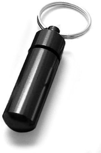[ALPILBOT-BLK] Pocket Pill Bottle Aluminum Vial Black