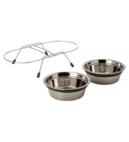 [200767-1] Trixie Eat on Feet Anti-Rattle Steel Bowl Set for Dogs - 1.5L