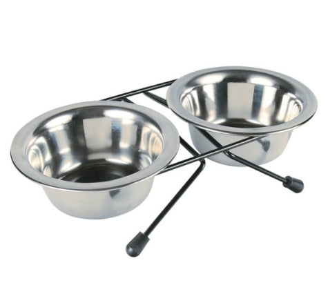 [200753-2] Trixie Eat on Feet Stainless Steel Bowl Set for Dogs - 2X2.8L