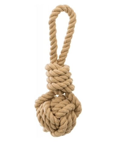 [200788-2] Trixie BE NORDIC Playing Rope with Woven-in Ball Dog Toy - BROWN/8X30CM