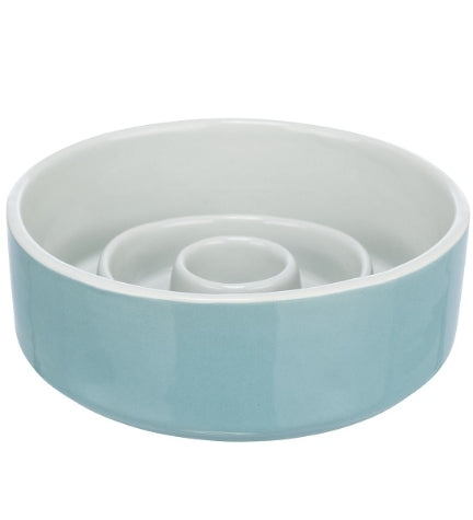 [205666-2] Trixie Slow Feeding Ceramic Dog Bowl - BLUE/17CM