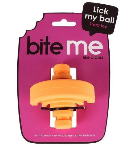 [205951-1] ebi Bite Me 'Lick My Ball' Dog Toy - ORANGE/7.8CM
