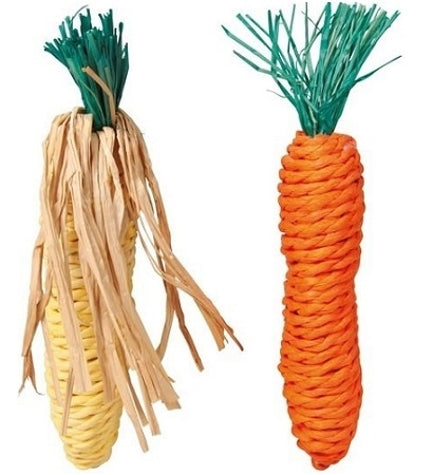[201062-1] Trixie Straw Carrot And Corn Cob Chew for Small Pets 2pcs
