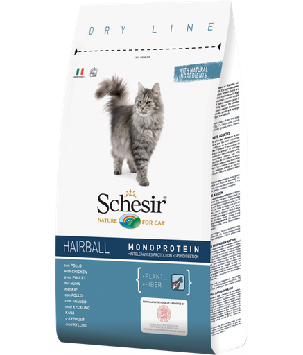 [C02044716] Schesir Cat Dry Food Hairball With Chicken for Adult Long Coat Cats 400gm