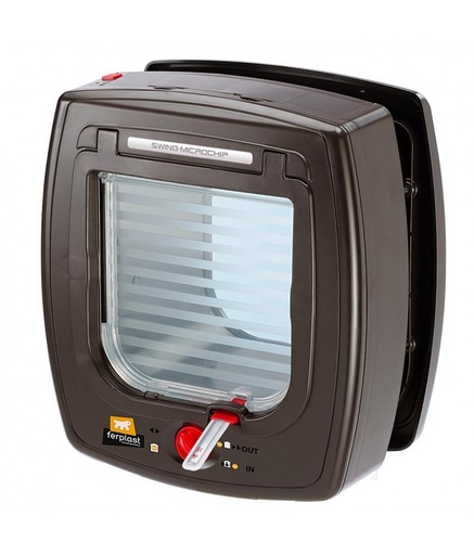 [72090012] Ferplast Cat Flap Door Auto Swing Microchip Brown Colour Secure Identity Sensor Opening System