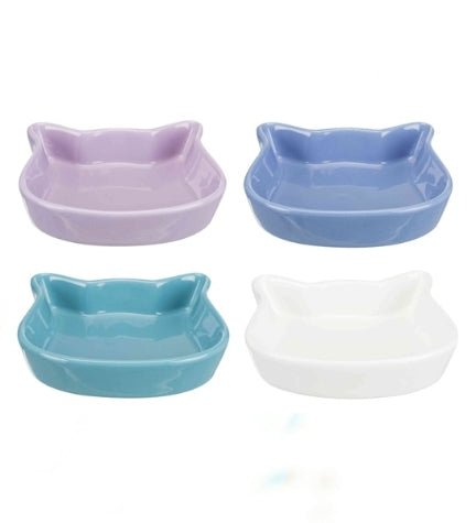 [204957-8] Trixie Ceramic Cat Face Cat Bowls - MINT/250ML