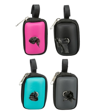 [206024-4] Trixie Dog Dirt Bag Artificial Leather Dispenser w/ 20 Bags - TURQUOISE/10CM