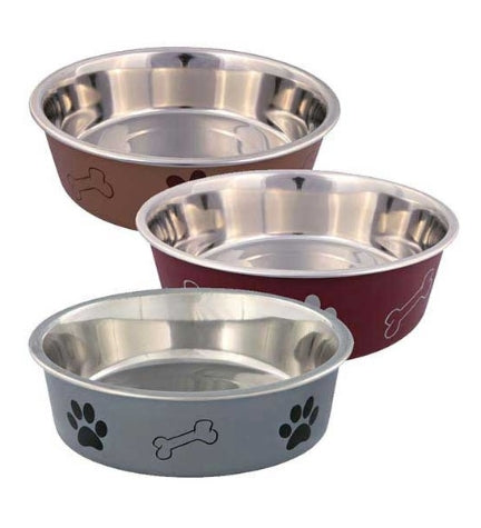 [205170-2] Trixie Stainless Steel with Plastic Coating Bowl - GREY/2.2L