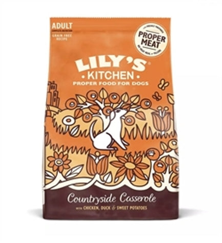 [101153-3] Lily's Kitchen Countryside Casserole with Chicken, Duck & Sweet Potatoes Adult Dry Dog Food - 12KG