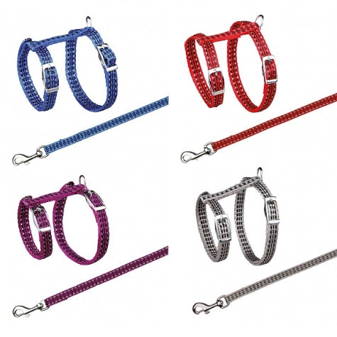 [204735-7] Trixie Reflecting Harness w/ Leash for Cats - PINK/22-42CM