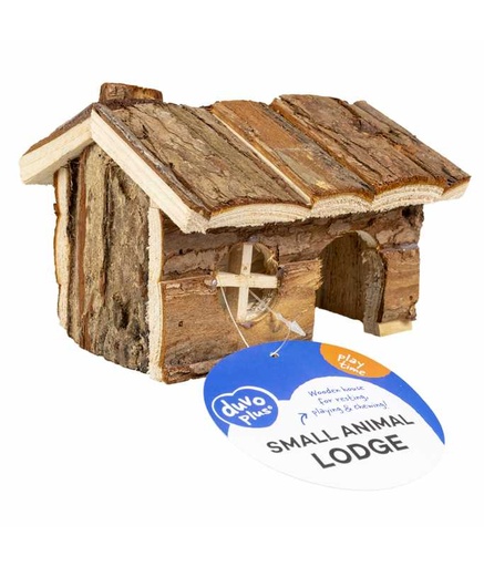 [LR10239] Duvo+ Small Animal Wooden Lodge Bark 15x11x12cm