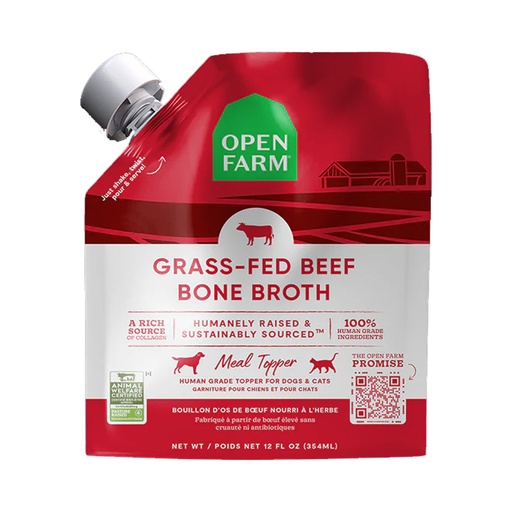 [105340-1] Open Farm Grass Fed Beef Bone Broth Meal Topper for Dogs & Cats - 12oz