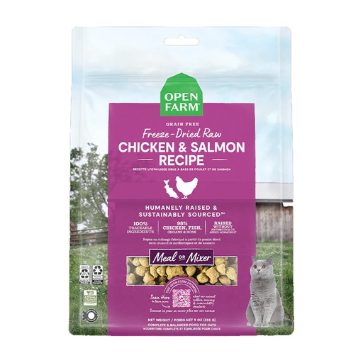 [105356-1] Open Farm Freeze Dried Raw Chicken & Salmon Dry Cat Food - 99G
