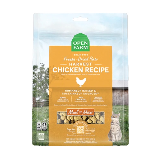 [105357-1] Open Farm Freeze Dried Raw Harvest Chicken Dry Cat Food - 99G