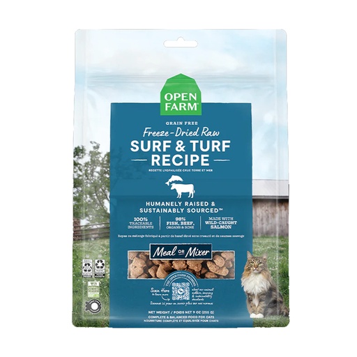 [105359-1] Open Farm Freeze Dried Raw Surf & Turf Dry Cat Food - 99G