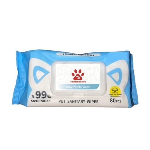 [206714-1] Thunder Paws Baby Powder Sanitary Pet Wipes - 80PCS