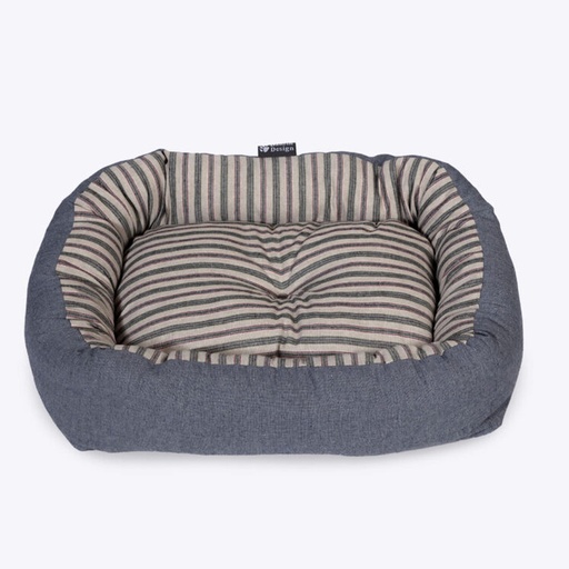 [206999-1] Danish Design Rustic Stripes Denim Snuggle Dog Bed - 61X50X23CM