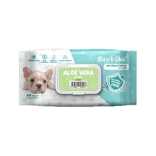 [207033-1] Absorb Plus AntiBacterial Pet Wipes Aloe Vera Scented 80pcs