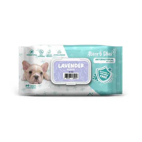 [207035-1] Absorb Plus AntiBacterial Pet Wipes Lavender Scented 80pcs