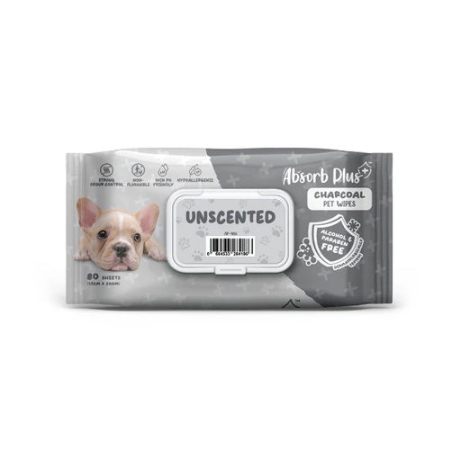 [207036-1] Absorb Plus Charcoal Pet Wipes Unscented 80pcs