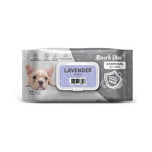 [207037-1] Absorb Plus Charcoal Pet Wipes Lavender Scented 80pcs