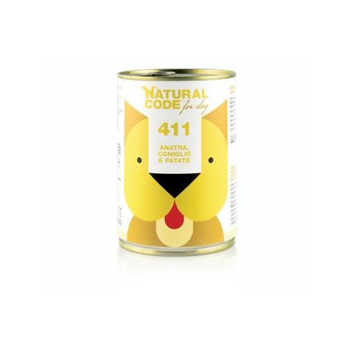 [105868-1] Natural Code 411 Duck Rabbit & Potatoes Pate Wet Dog Food - 400G