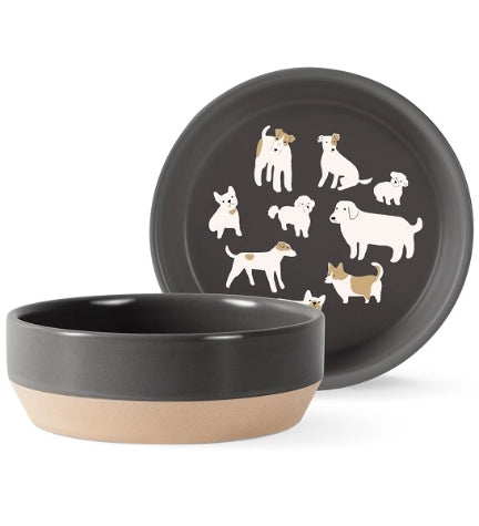 [206103-1] PetShop by Fringe Studio Doggos Pet Bowl - BLACK/6.37X2.37
