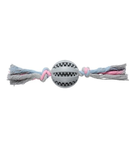 [205545-1] Companion Dental Chewing Ball on Rope Dog Toy - GREY/22CM
