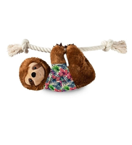 [204080-1] PetShop by Fringe Studio Hangin Around Summer Sloth Plush Dog Toy - MULTICOLOUR/10X18"