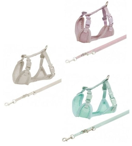 [204108-2] Trixie Junior Puppy Soft Harness with Leash - LIGHT GREY/36-50X1CM