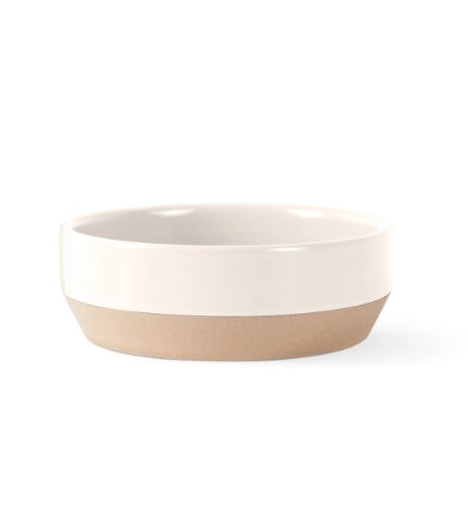 [204035-1] PetShop by Fringe Studio Nosey Dog Spot Stoneware Bowl - CREAM/6X2"