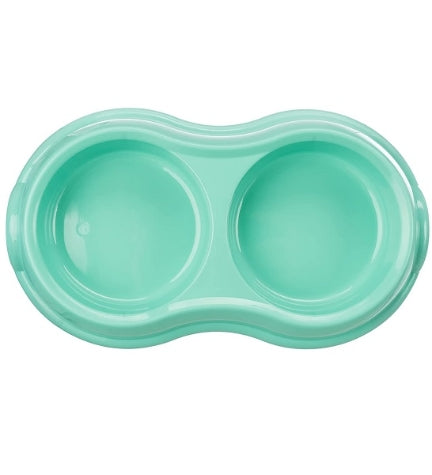 [204867-1] Trixie Double Plastic Cat Bowls - PINK/26X4X14CM