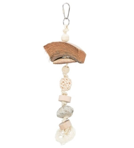 [205890-1] Trixie Coconut, Rattan & Lava Rock Natural Bird Toy BROWN 35CM
