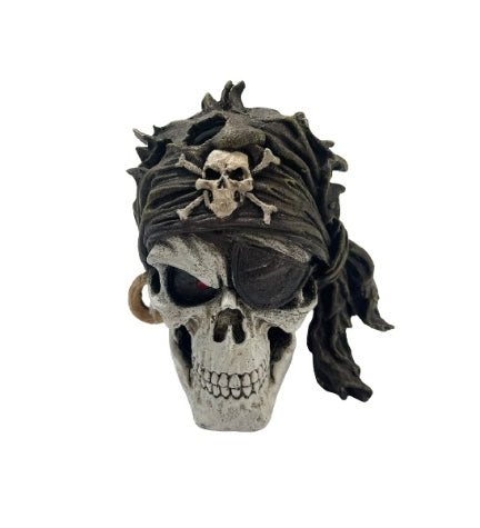 [407513-1] AquaSpectra Pirate Skull Black Bandana Aquarium Décor - 17X15X18CM