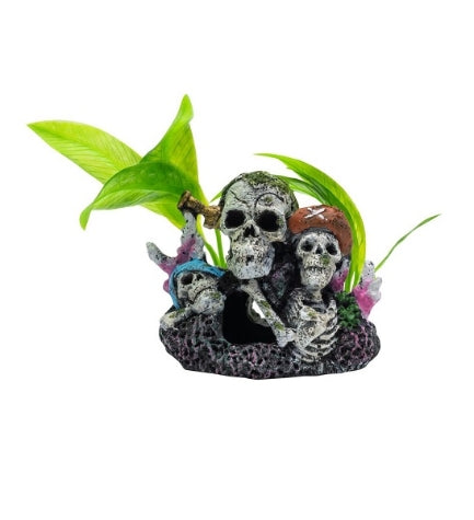 [407514-1] AquaSpectra Pirate Skull Group Aquarium Décor - 11X7X11CM