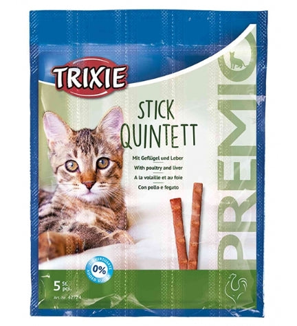 [101052-1] Trixie Premio Stick Quintett Poultry & Liver Cat Treats - 5X5G